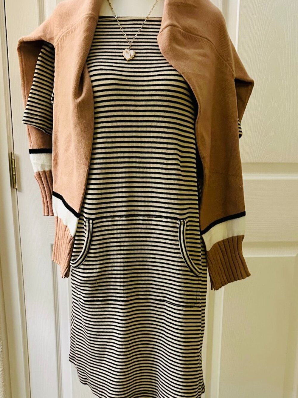 Kate Quinn Striped Knit Midi Dress // Organic Cotton Boho Minimalist XS